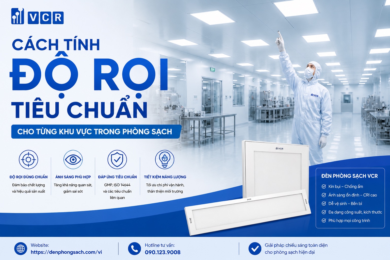 Cách tính độ rọi tiêu chuẩn cho từng khu vực trong phòng sạch