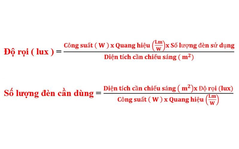 Công thức tính độ rọi